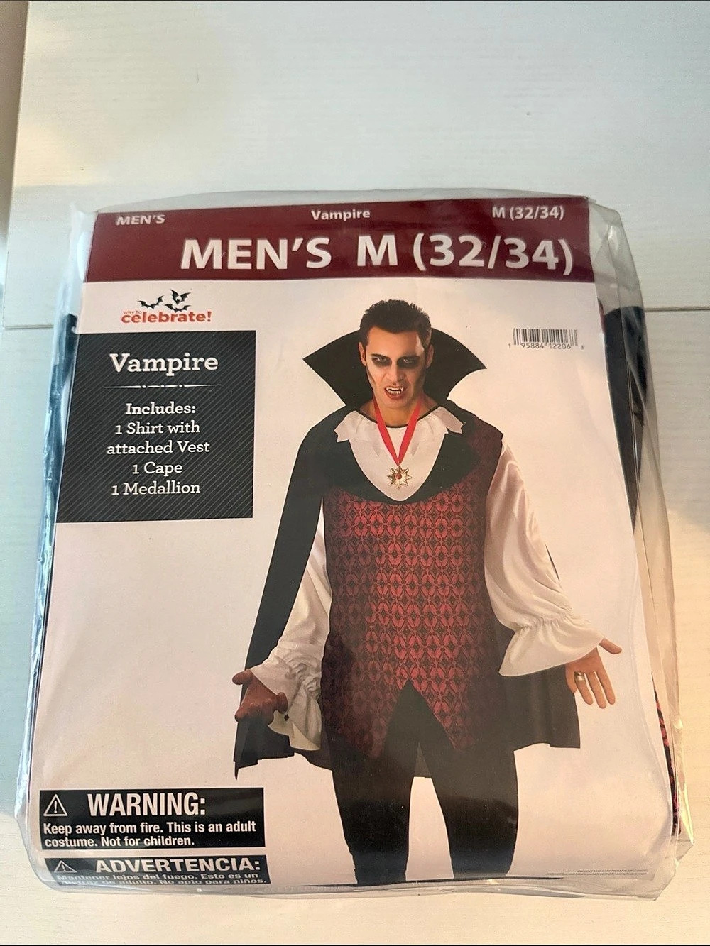 Celebrate Vampire costume Men's Size Medium NWT